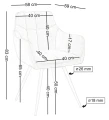 Krzesło obrotowe Nela jasnoszare welurowe z automatycznym powrotem – schemat wymiarów: wysokość 83 cm, szerokość 58 cm, głębokość 59 cm, siedzisko 40 × 40 cm i wysokość siedziska 50 cm.