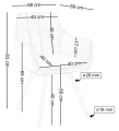 Krzesło obrotowe Nela kremowe boucle z automatycznym powrotem – schemat wymiarów: wysokość 83 cm, szerokość 58 cm, głębokość 59 cm, siedzisko 40 × 40 cm, wysokość siedziska 50 cm i wysokość podłokietników 65 cm.