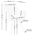 Krzesło obrotowe Nela szare welurowe z automatycznym powrotem – schemat wymiarów: wysokość 83 cm, szerokość 58 cm, głębokość 59 cm, siedzisko 40 × 40 cm, wysokość siedziska 50 cm i podłokietników 65 cm.